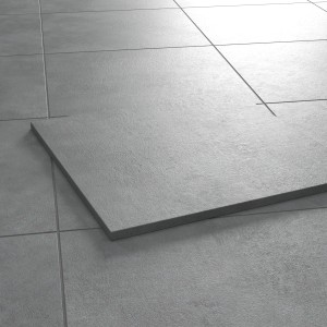 Helle, graue Feinsteinzeug Terrassenplatte Arctec, 60x60 cm, für Terrasse und Garten.