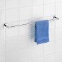 Wenko Handtuchstange Uno Elegance, Chrom, mit blauem Handtuch an weißer Wand.