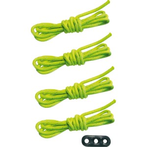 Gelbe Abspannleinen, 3 m, 4 Stück, mit Dreilochspanner für Camping & Zelte.