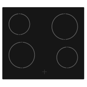 Schwarzes Glaskeramikkochfeld mit vier Kochzonen für Flex-Well Exclusiv Küchenzeile.