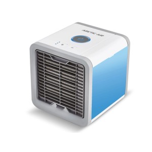 Livington ArcticAir Klimagerät, weiß/blau, mit Lüftungsgitter und Bedienelementen.
