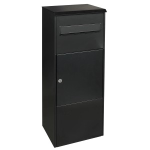 Schwarzer MEFA Paketkasten Oak 480, 100,9 cm hoch, für große Postmengen und Pakete.