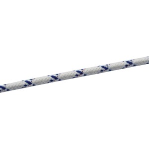 Seilflechter Olympia Schot, 10mm, weiß mit blauen Tupfen, Meterware für Boot-Zubehör.