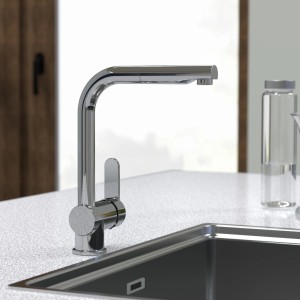 Schütte Spültischarmatur London Chrom mit herausziehbarem Auslauf auf Spüle.