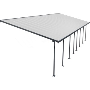 Palram Canopia Terrassenüberdachung Feria, anthrazit, mit Polycarbonat-Doppelstegplatten und Aluminiumrahmen.