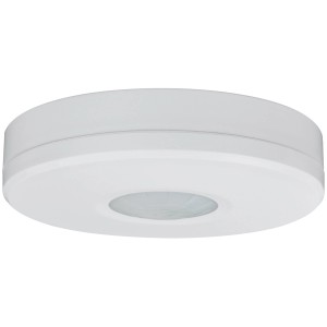 Weißer AP Bewegungsmelder ECO A8 360° für Wand- und Deckenmontage.