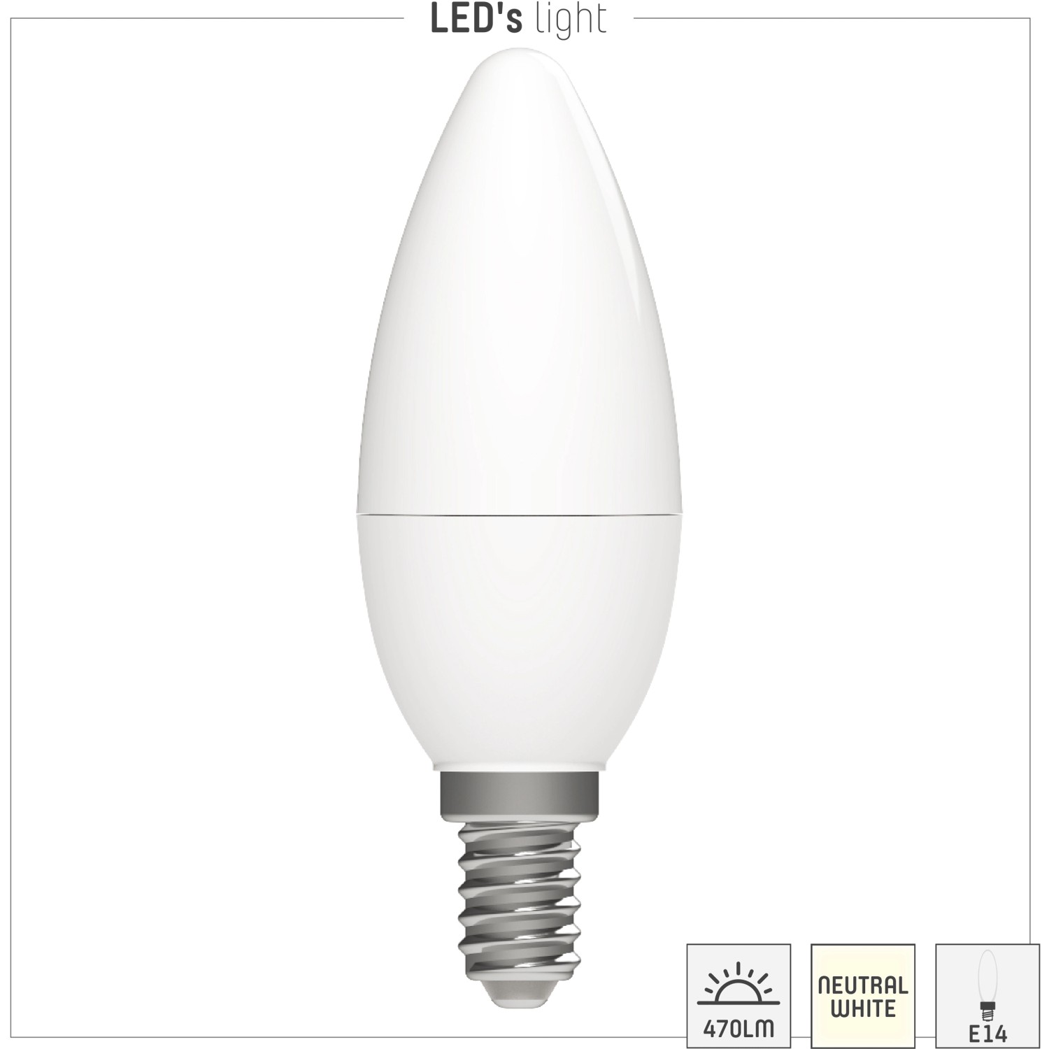 E14 LED Leuchtmittel in Kerzenform, 4,9 W, neutralweißes Licht.