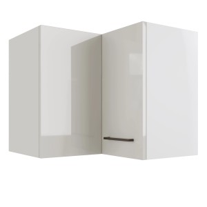 Flex-Well Eck-Hängeschrank Lund, 60x60cm, lichtgrau glänzend/rauchgrau, mit schwarzem Griff.