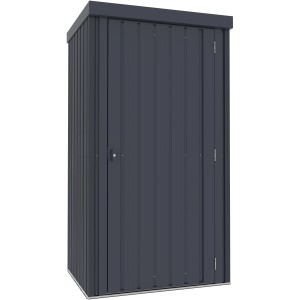 Pergart Gerätehaus Marburg, anthrazit-matt, mit Pultdach und Schwingtür.