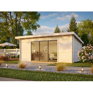 Palmako Gartenhaus Lea Slide Plus 530 x 380 cm Lackiert Weiß-Anthrazit FSC®