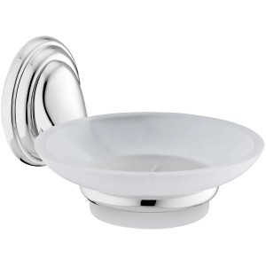 Seifenschale S 200 aus Mattglas mit verchromter Wandhalterung.