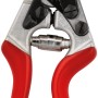 Felco 8 Einhand-Gartenschere mit roten Griffen und abgewinkeltem Schneidkopf für präzise Schnitte.
