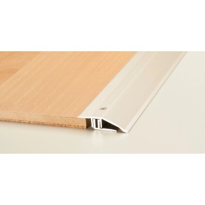 Silbernes, zweiteiliges Anpassprofil für Laminat und Parkett, 15 mm x 44 mm x 2700 mm.