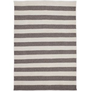 Naturfarbener Wollteppich Kaylana mit grauen Streifen, 160x230 cm.