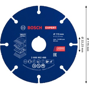 Bosch Expert Trennscheibe Carbide Multi Wheel 115 mm für Winkelschleifer, blau.