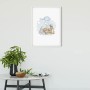 Wandbild: Bambi schläft friedlich unter Wolken und Sternen. Kinderzimmer Deko.