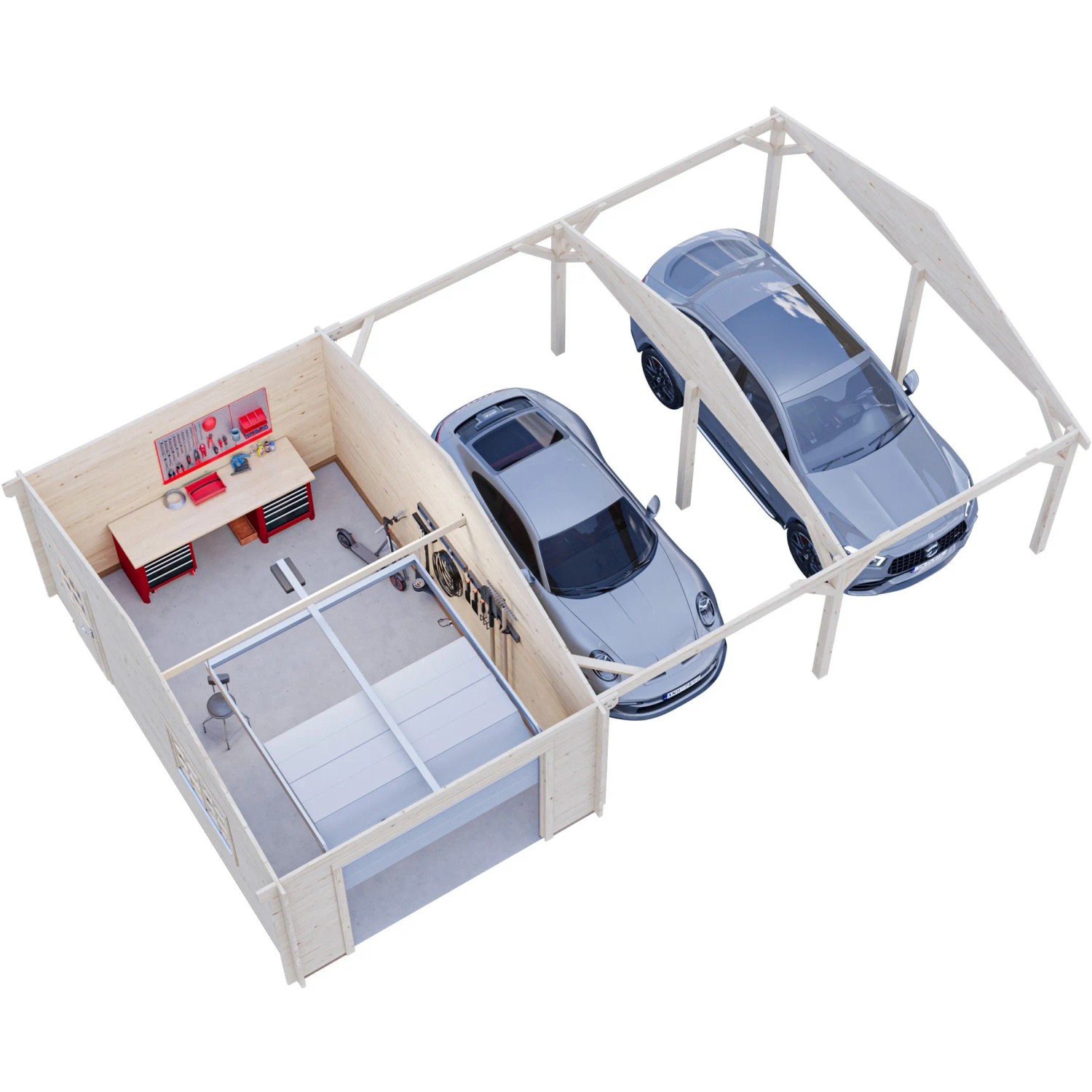 Palmako Garage Roger mit Sektionaltor 953 x 550 cm Naturbelassen FSC®_3