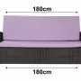 Lila Gartenkissen Set für 3-Sitzer Rattanmöbel, 180x50x50cm, bequeme Polsterung.