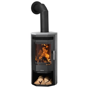 Justus Usedom Kaminofen mit Speckstein, schwarz, 5 kW, Energieeffizienzklasse A+.