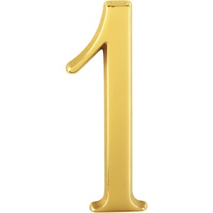 AnsaPro Hausnummer 1 aus Messing, goldene Ziffer für die Hauswand.