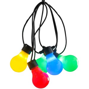 Konstsmide LED Biergartenkette mit 10 bunten Leuchtmitteln für Außen-Dekoration.