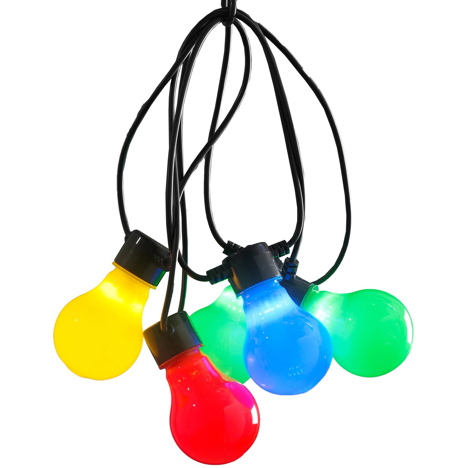 Konstsmide LED Biergartenkette mit 10 bunten Leuchtmitteln für Außen-Dekoration.