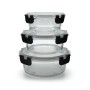 BigDean Glasbehälter mit Deckel in 3 Größen Mikrowellengeschirr Glas Meal Prep Container aus Glas Runde Glasbehälter Mikrowellengeschirr Glas