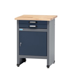 Küpper Werkbank mit Tür und 2 Schubladen, 84x60x60 cm, dunkelblau, FSC®-zertifiziert.
