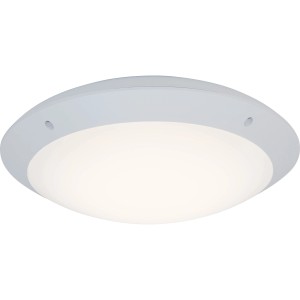 Weiße, runde LED-Außenleuchte Medway für Wand oder Decke, Ø 31 cm.