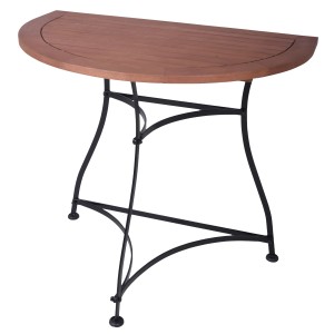 Halbrunder Gartentisch Wien in Braun-Schwarz, 85x54 cm. Ideal für kleine Balkone.