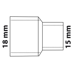 Kirchhoff Reduzier-Doppelmuffe, blank, 18 mm x 15 mm für Lötfittings.