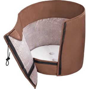 Thermo-Topfschutz (75 cm x Ø 40 cm) in Braun mit Luftpolsterfolie und Styroporboden für Frostschutz.