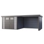 Gerätehaus Classico 3030 mit Lounge L Rechts 642 cm x 238 cm Hellgrau
