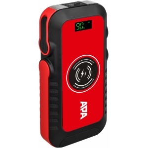 Rotes Apa Schnellstartsystem Lithium Powerpack 16.000 mAh mit Display und kabelloser Ladefunktion.