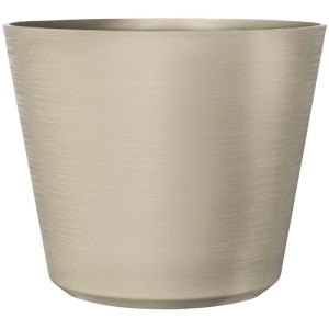 Sandgrauer Deroma Pflanztopf Wow, Ø 47 cm, mit horizontal geglätteter Oberfläche. Frost- & UV-beständig für innen & außen.