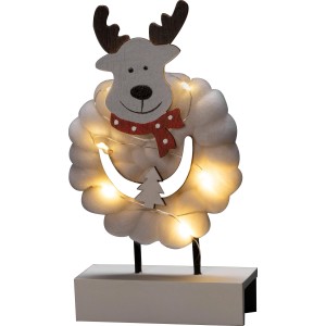 LED Holzsilhouette Elch mit Baumwolle, warmweiß, für den Innenbereich.