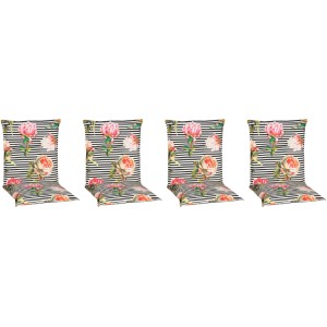 Beo Sitzauflagen Toronto, 4er Set, für Niedriglehner, schwarz-weiß gestreift mit Blumenmuster.