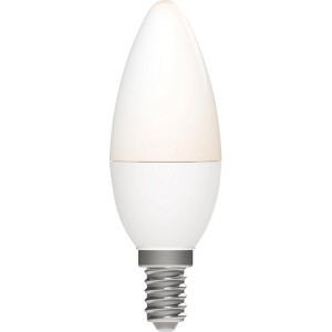 LED-Leuchtmittel E14 Kerzenform C35, 5,5W, 470lm, CCT, Ø 3,5cm x 10,2cm, warmweißes Licht.
