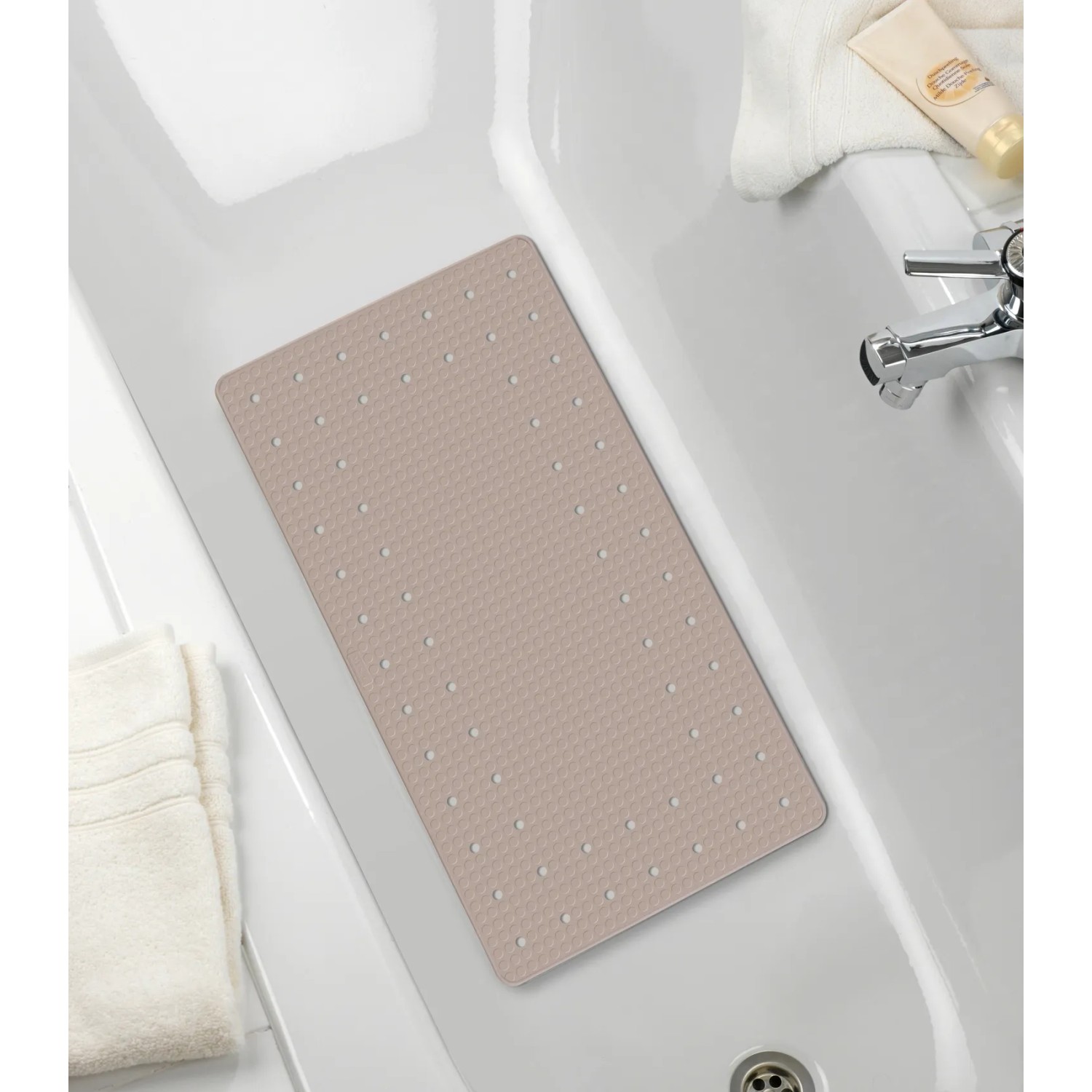Wenko Wanneneinlage Mirasol in Taupe, 69x39 cm, aus Kautschuk mit Anti-Rutsch-Struktur und Saugnäpfen.