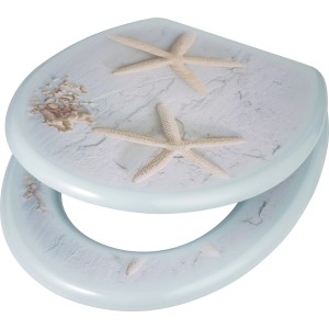 baliv WC-Sitz Carduma mit Seestern-Motiv, MDF Holzkern, für maritimes Flair im Badezimmer.