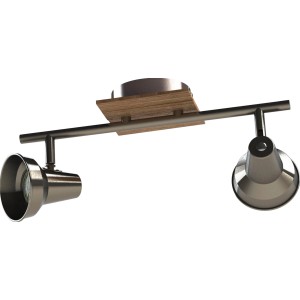 Eglo LED-Spot Filipina, 2-flammig, Nickel matt und Holz, für eine stilvolle Beleuchtung.