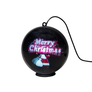 Konstsmide 3D Hologrammkugel "Merry Christmas" 2 h Timer 64 Dioden Innen (USB)