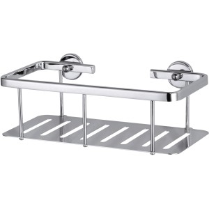 Verchromte Tesa Aluxx Duschablage mit tiefem Boden aus Aluminium für Duschutensilien.