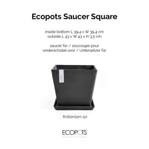 Ecopots Untersetzer quadratisch Dunkelgrau 43 cm