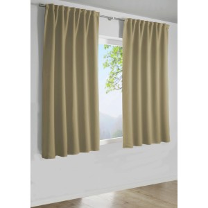 Bennetti Dimout Schal in Natur, 140x245 cm, mit Gardinenband. Blickdichter Fenstervorhang.