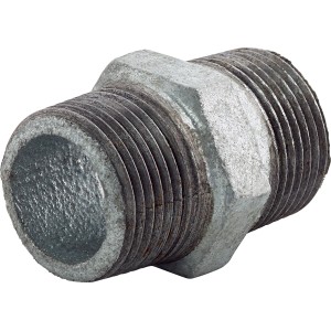 Fitting 26,4 mm (R 3/4) aus Temperguss, verzinkt, mit Außengewinde zur Rohrverbindung.