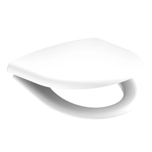 Weißer Schütte WC-Sitz D-Form Pro 3 Duroplast mit Absenkautomatik.