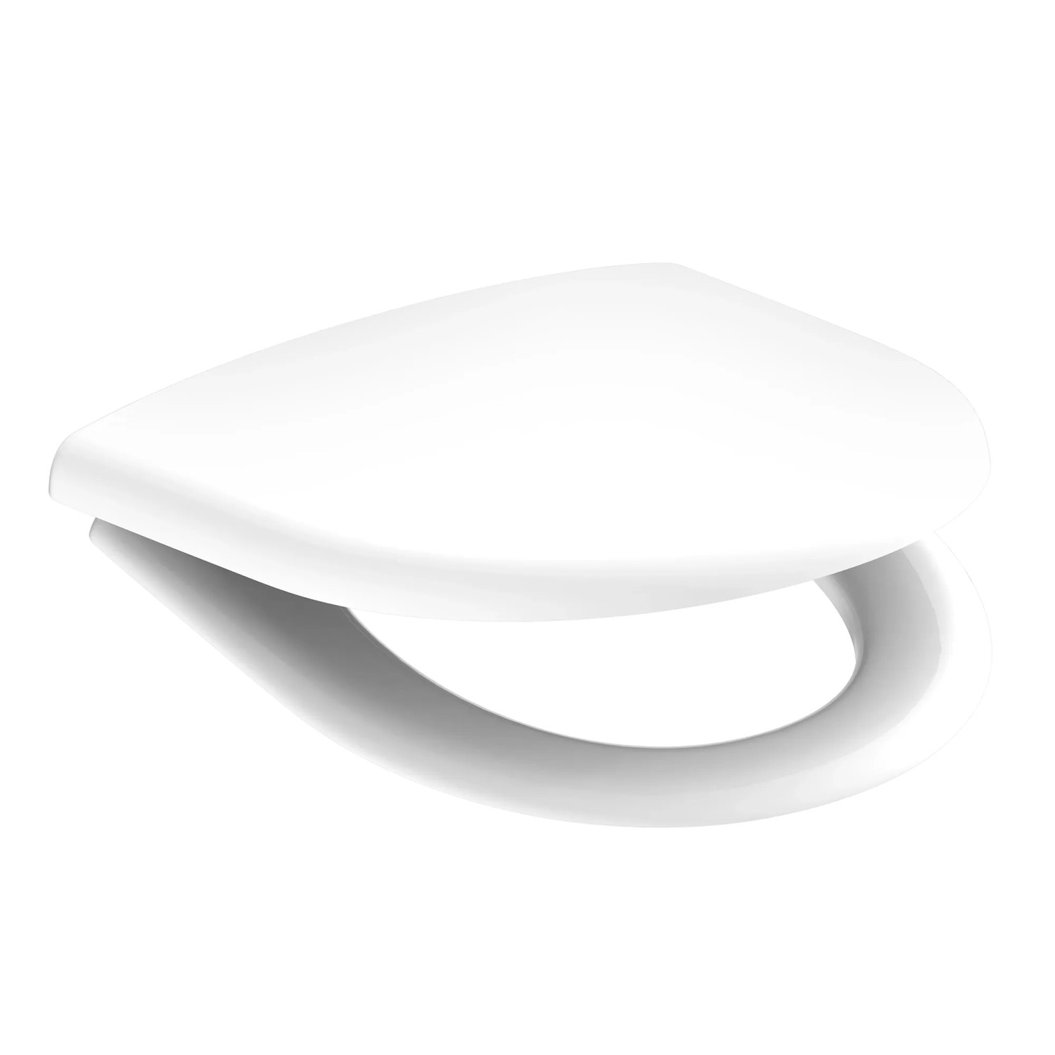 Weißer Schütte WC-Sitz D-Form Pro 3 Duroplast mit Absenkautomatik.