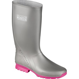 Safety&More Damen-Stiefel Amy, grau mit pinker Sohle, Arbeitsschuhe für Damen
