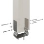 Detailaufnahme Aufschraubstütze für Skan Holz Terrassenüberdachung, Befestigung mit Schrauben.
